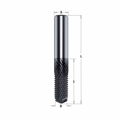 CNC composietfrees – spitse uitvoering – DLCS gecoat D=6mm S=6mm L=50mm I=19mm