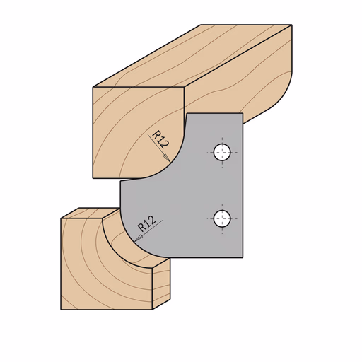 Profielmes voor holle en bolle radiusfrees type 2 L=29,3mm I=34,8mm