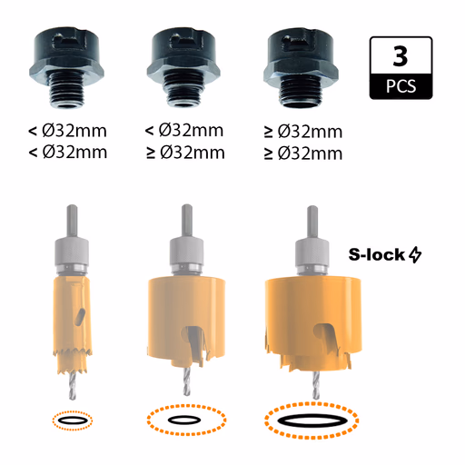 Set van 3 adapters voor het vergroten van gaten