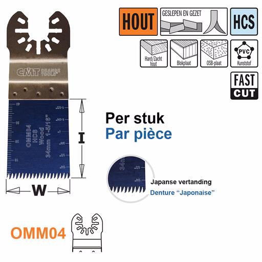 Multitoolzaagblad (Japanse vertanding) voor hout, 34mm · OMM04-X1