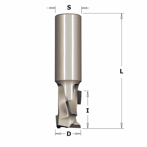 Diamant frees met scherende snij-plaketten D=10mm L=80mm I=35mm Z1+1