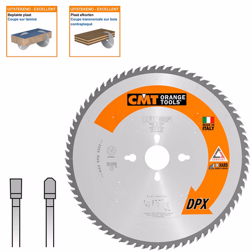 Plaatzaagblad met DPX hardmetalen tanden D=450mm B=60mm K=4,8mm P=3,5mm