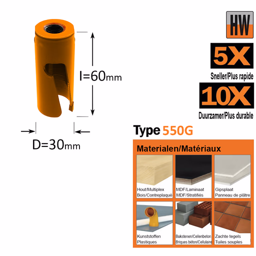 Gatzaag, Hardmetaal D=30mm I=60mm