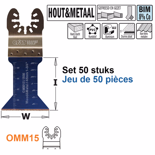 Multitoolzaagblad voor hout en metaal, 15mm · OMM15-X50