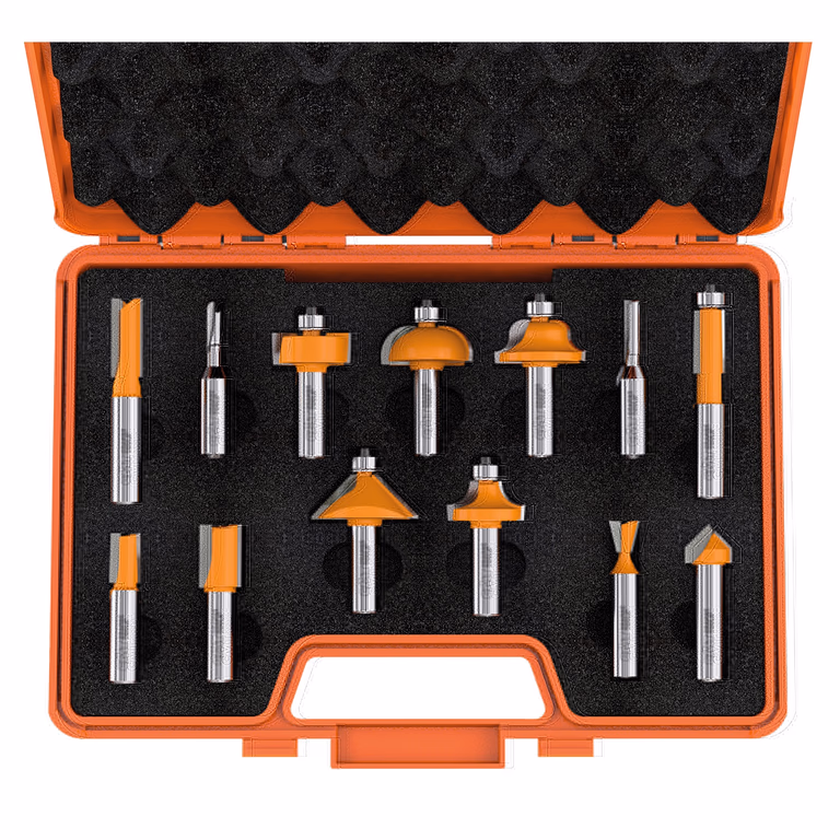 13-delige bovenfrezenset in oranje obergkoffer, HW S=1/2" Z2