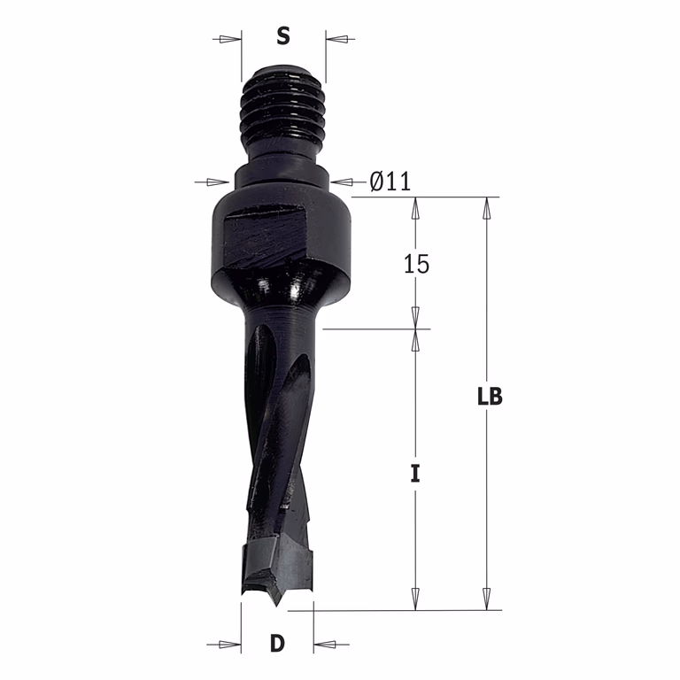 Drevelboor met draadaansluiting 11×4 mm, rechts · 340.120.11