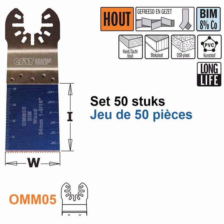Mulltitoolzaagblad voor hout, 34mm · OMM05-X50