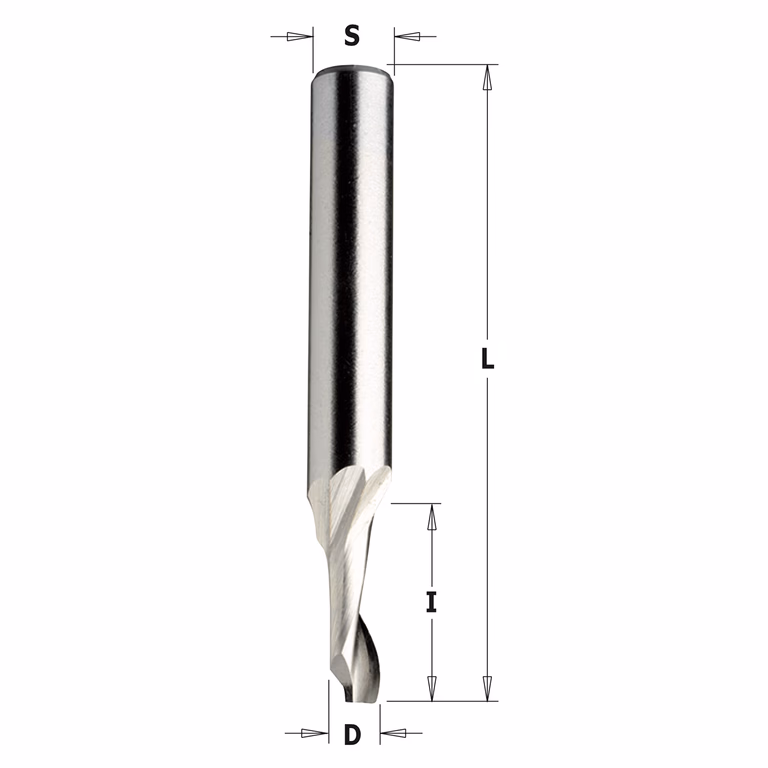 HSS-Co-groeffrees alu/kunststof, positief, rechts D=6mm S=8mm L=60mm I=14mm