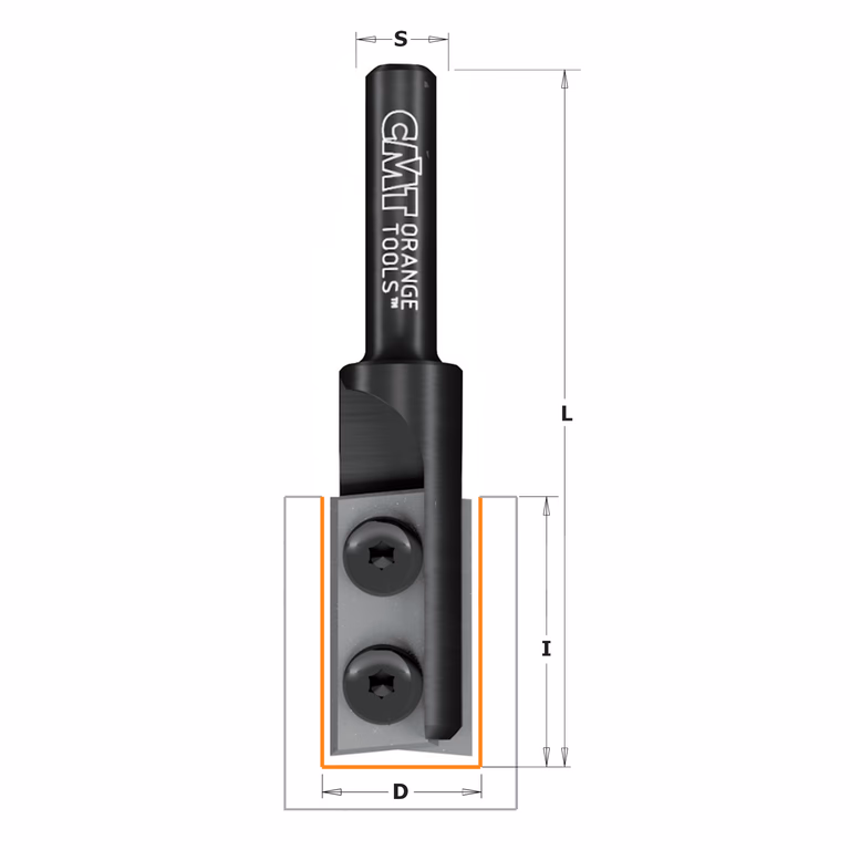 Rechte groeffrees, HWM D=16mm S=20mm L=105mm I=48,3mm