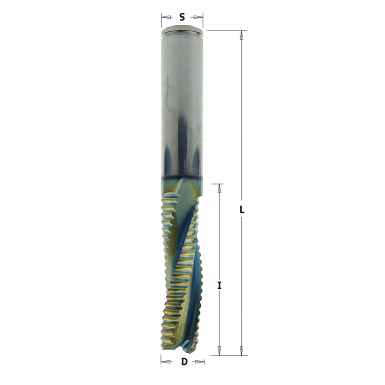 Positieve schrobfrees, HWM + coating D=12mm S=12mm L=90mm I=42mm