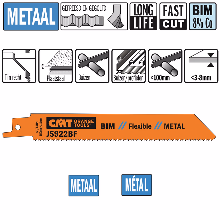 Reciprozaagblad Bi-metaal 150mm x 0,9 x 14TPI · JS922BF-5