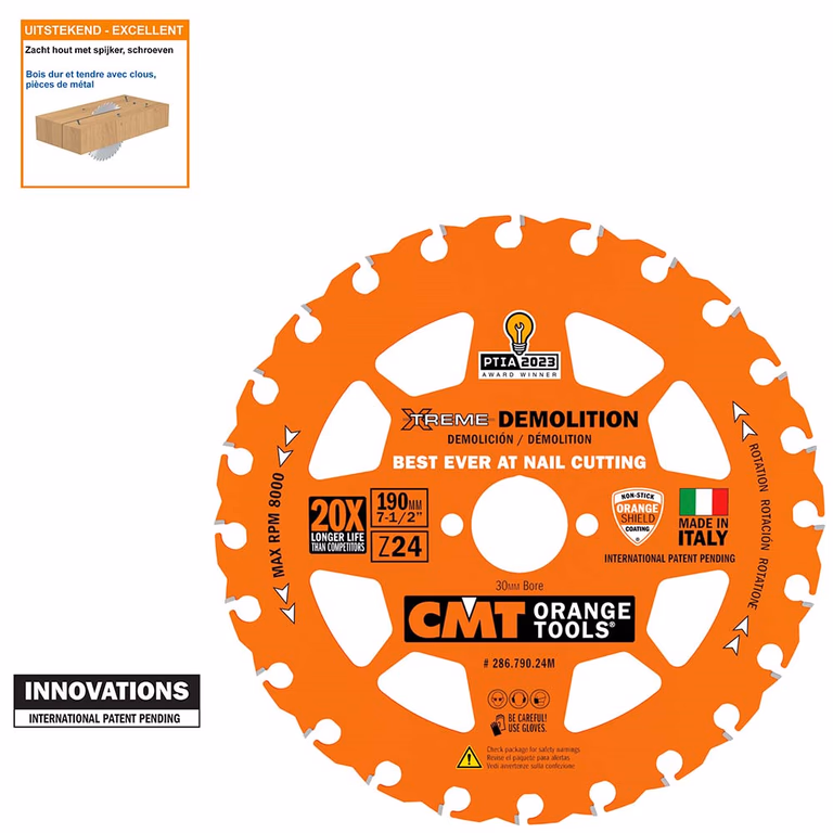 Cirkelzaag voor extreme sloopwerkzaamheden D=190mm B=30mm