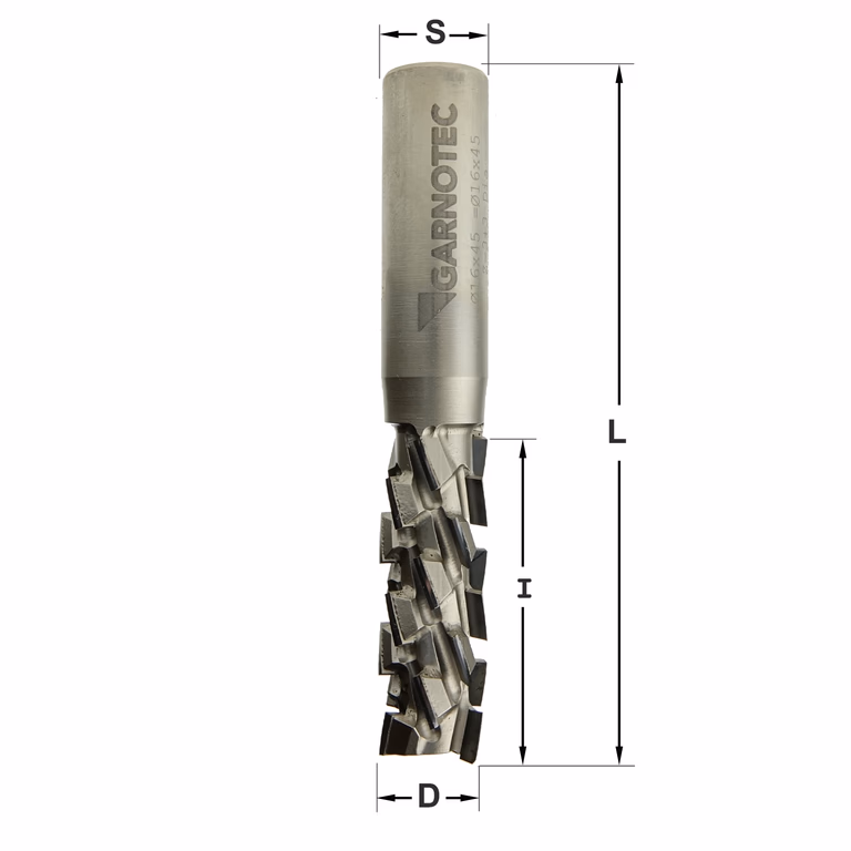 Diamant frees met scherende snij-plaketten D=16mm L=102mm I=45mm Z3 (24 DP+1) NEG