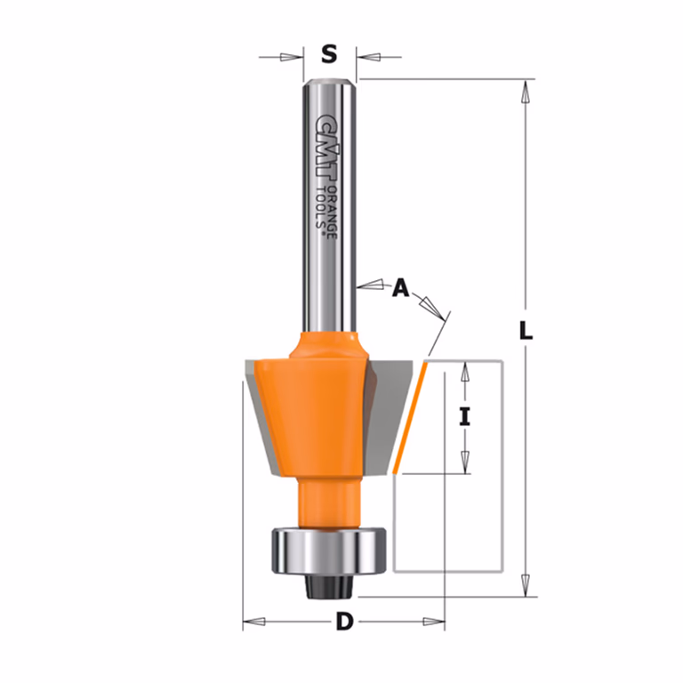 Uitloopfrees met geleidelager, HW D=18,6mm L=57mm I=11mm A=15° · 709.016.11