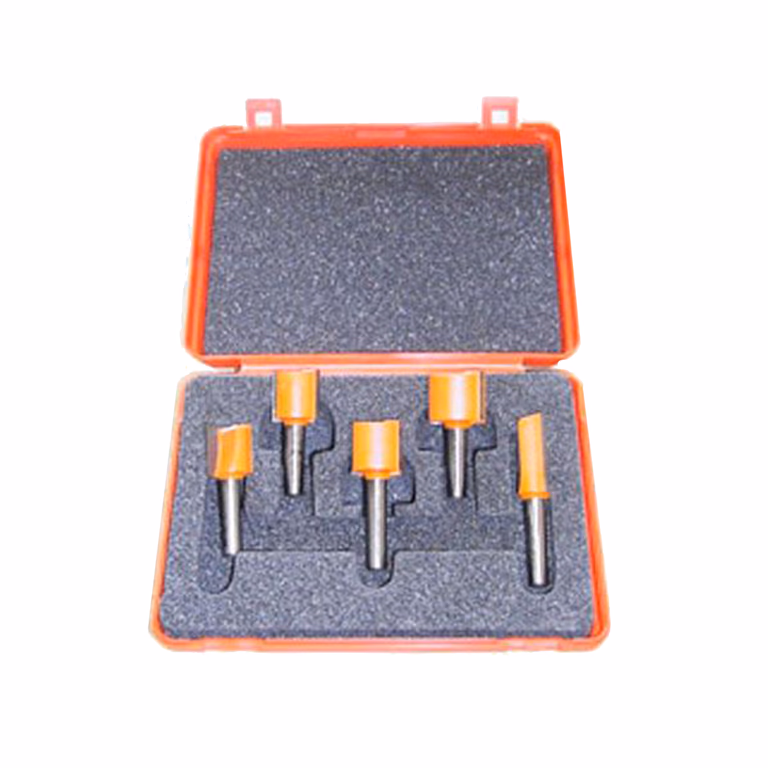 5-delige frezenset in pvc kistje, HW S=8mm L1=3mm