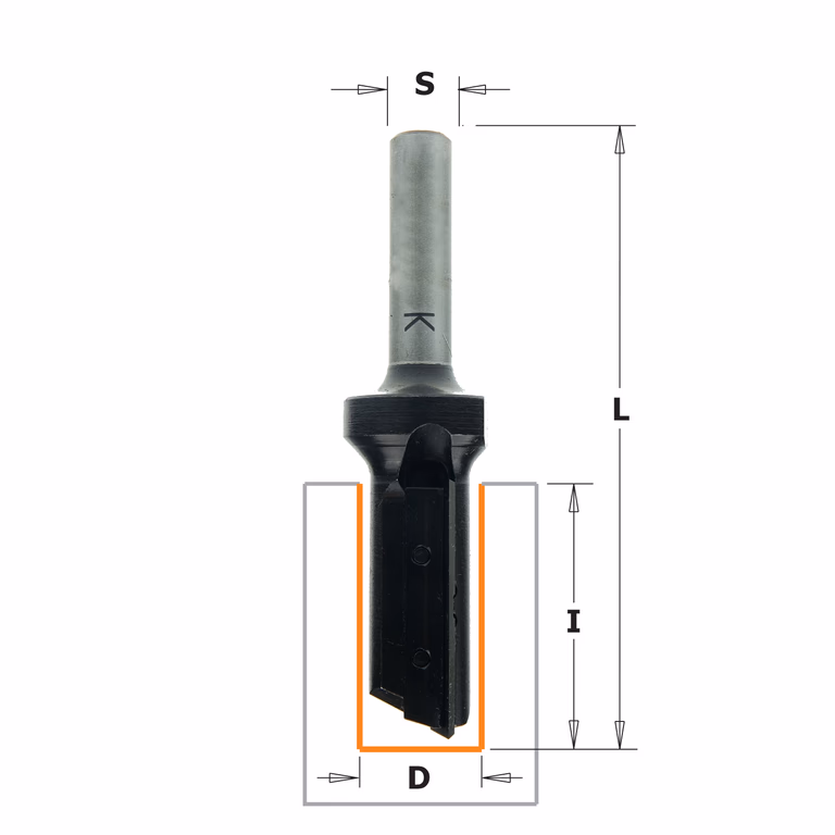 Rechte groeffrees, HWM D=9,5mm L=70mm I=30mm
