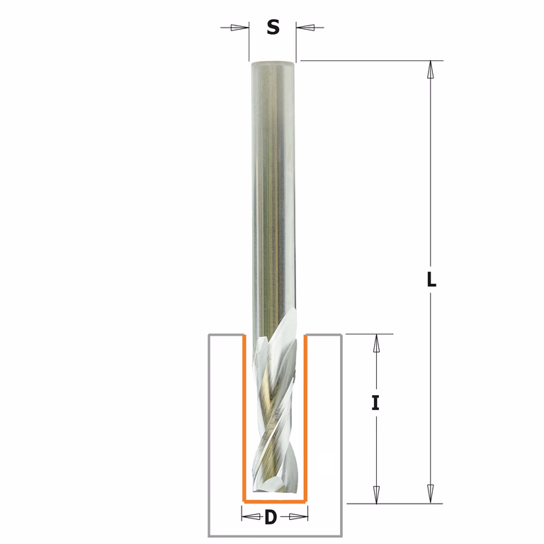 Groeffrees voor aluminium en kunststof in HS 5% co D=5mm S=6mm L=68mm I=15mm
