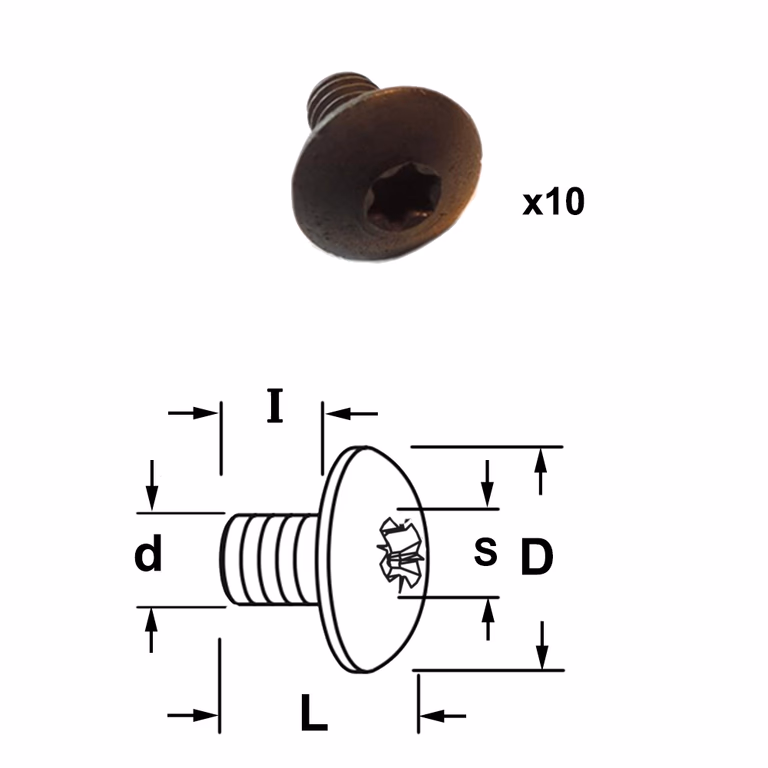 Torx bout D=8,2mm S=T15 L=8,2mm I=6mm · 990.075.10