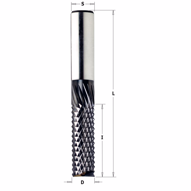 CNC composietfrees – standaard uitvoering – DLCS gecoat D=6mm S=6mm L=50mm I=19mm