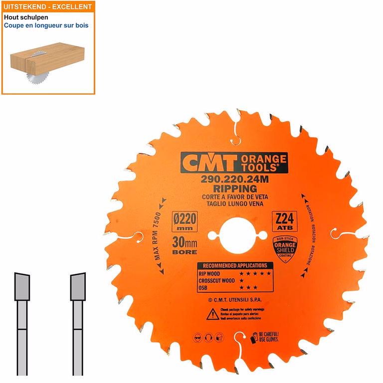 Schulpzaag voor draagbare machines D=220mm B=30mm K=2,8mm P=1,8mm