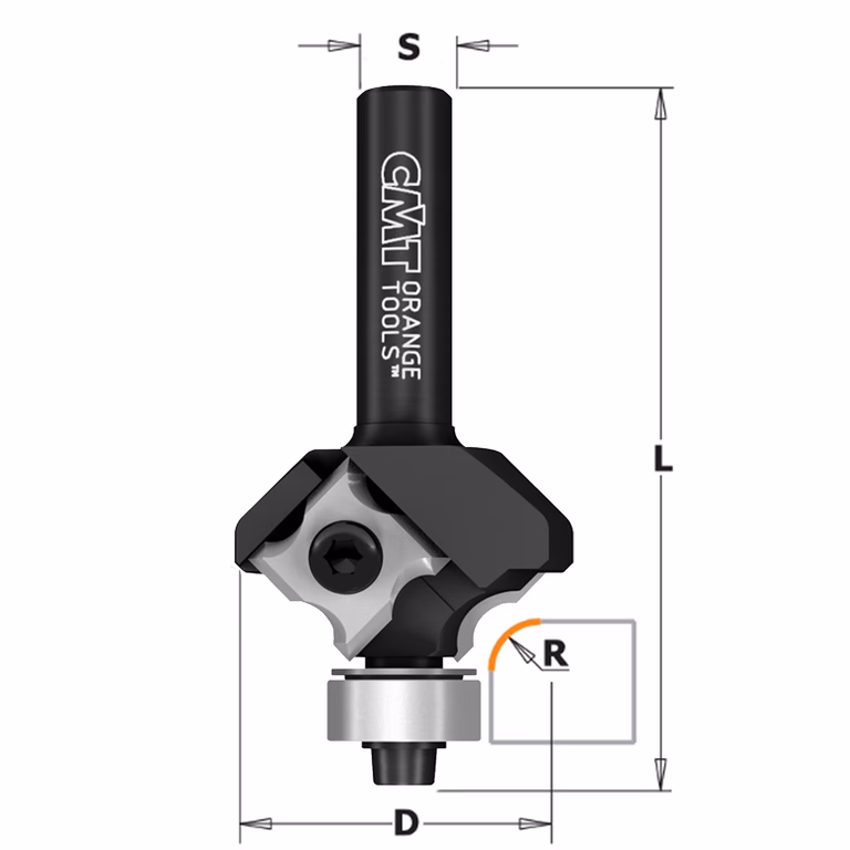 Oprondfrees, HWM D=27mm S=1/4" L=57,5mm R=3mm