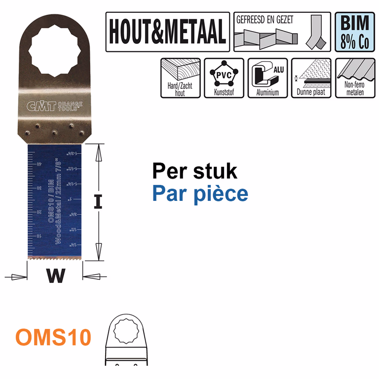 Multitoolzaagblad voor hout en metaal, 22mm · OMS10-X1