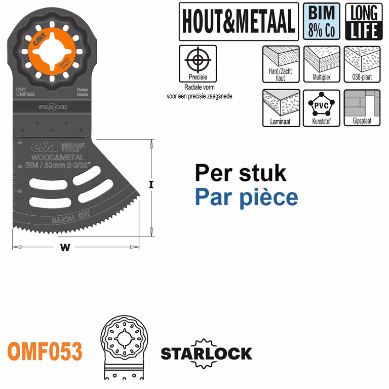 Invalzaagblad 53 mm, Starlock, 14 TPI, BiM I=40mm 1,4