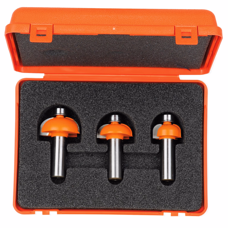 3-delige bolle radiusfreesset met kogellager, HW S=1/4"