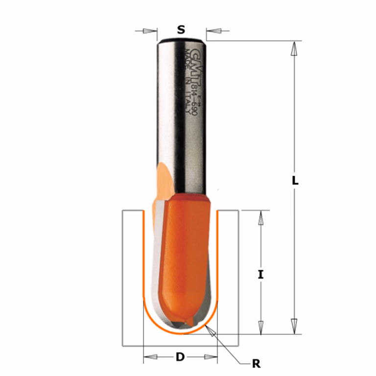 Bolle radiusfrees, HWM D=3,2mm S=6mm I=9,5mm R=1,6mm