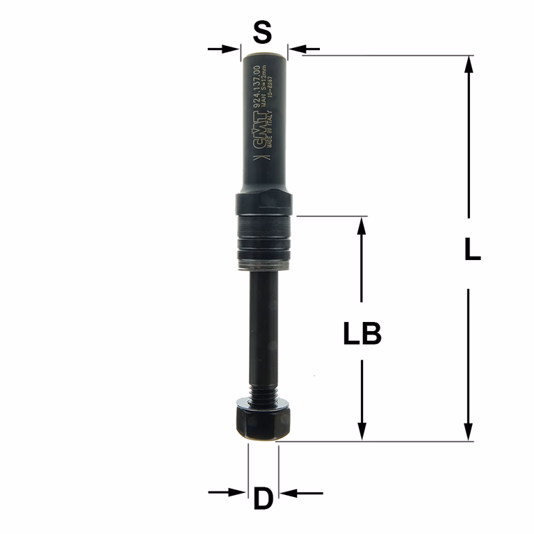 Spindel zonder kogellager S=12mm L=100mm LB=57mm