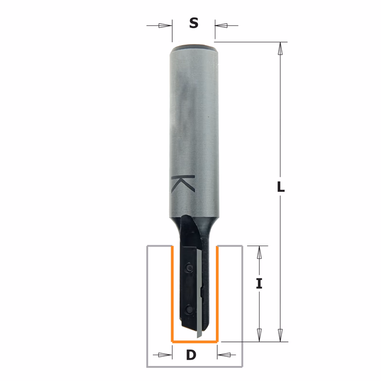 Rechte groeffrees, HWM D=8mm S=12mm L=67mm I=20mm