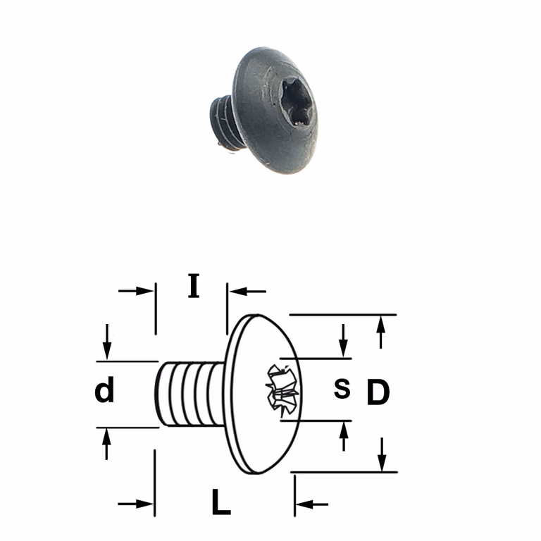 Torx bout D=9mm S=T15 L=6,2mm I=4mm