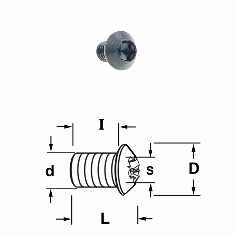 Torx bout D=6mm S=T15 L=6,8mm I=4,8mm