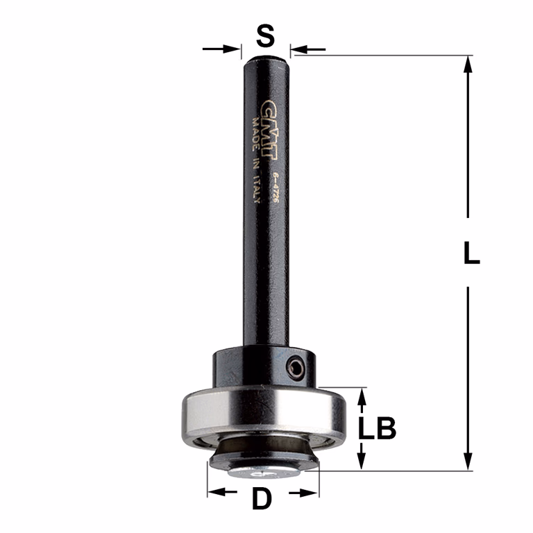 Spindel met kogellager + blokkeringsring S=6mm L=55mm