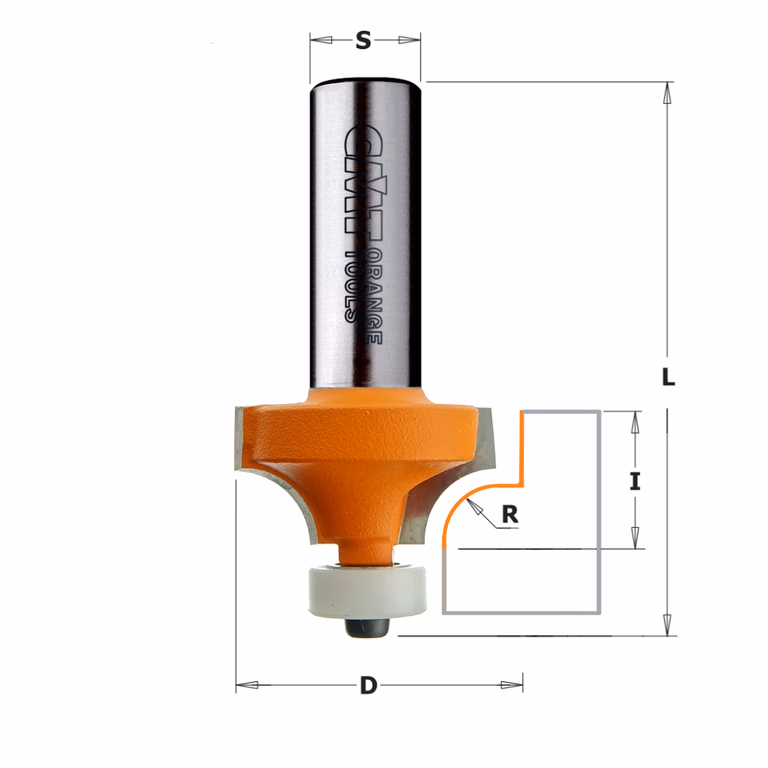 Kwart oprond frees met Delrin kogellager, HW D=28,7mm L=62mm I=15mm R=8mm