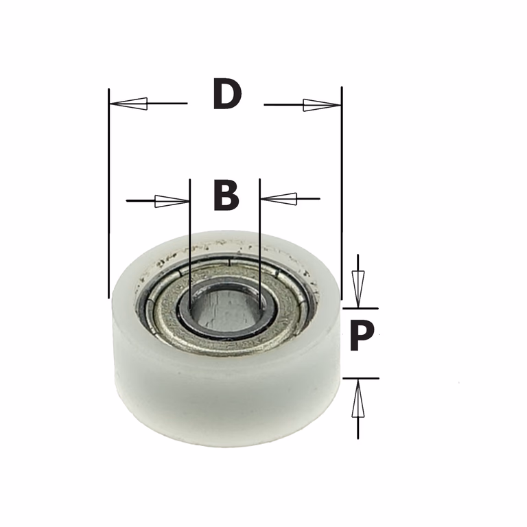 Delrin® rechte kogellager D=15,87mm B=4,76mm P=7,2mm