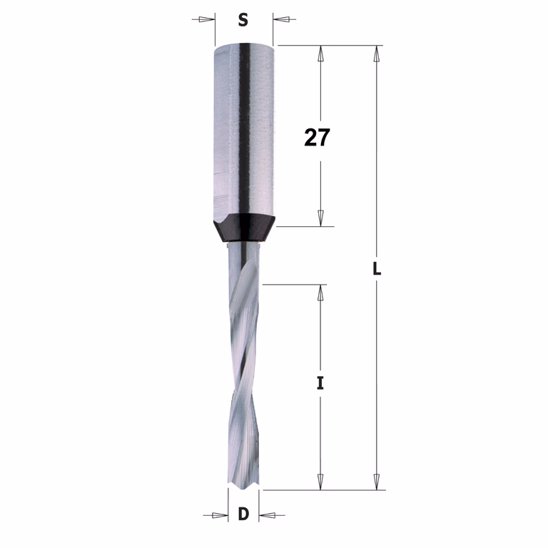 Drevelboor, rechts D=6mm L=70mm L1=31,5mm I=30mm