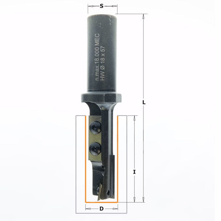 Rechte frees met wisselbare messen , HWM D=20mm S=20mm L=120mm I=57mm