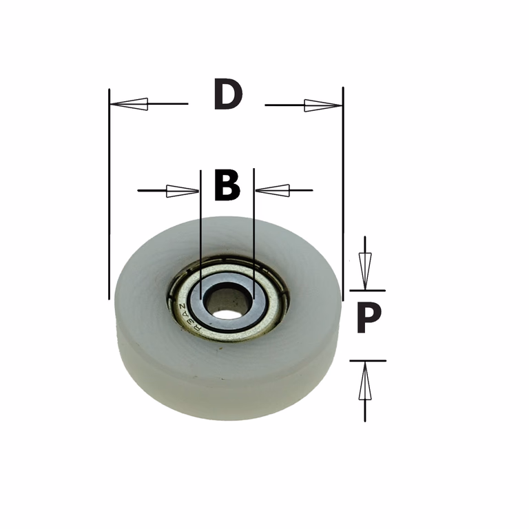 Delrin® rechte kogellager D=25,4mm B=4,76mm P=6,8mm
