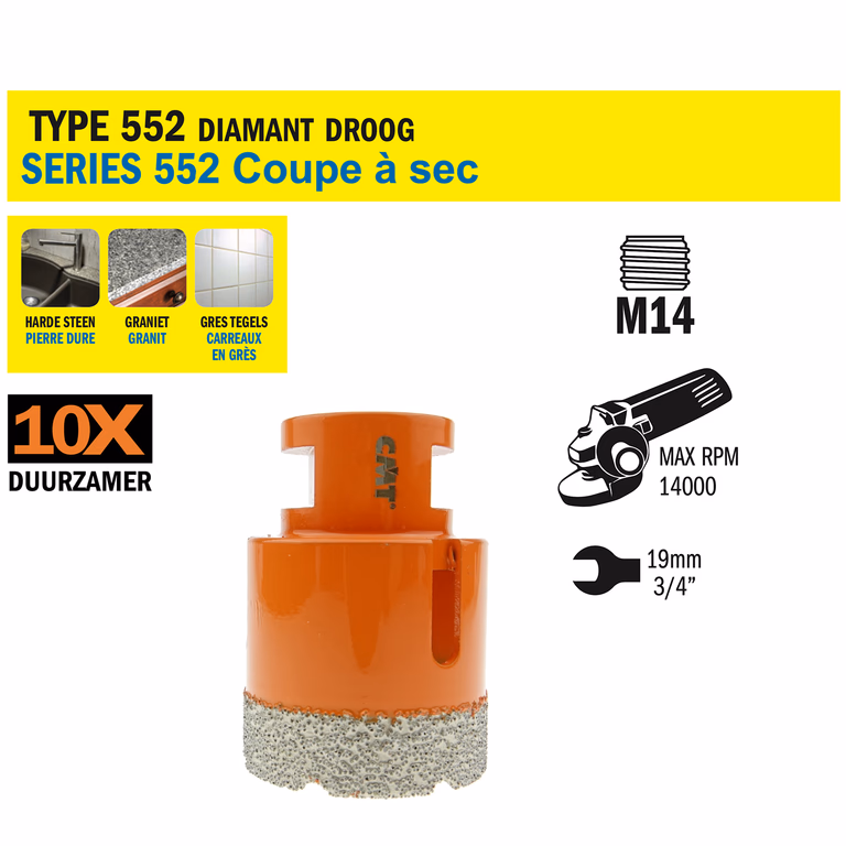 Gatzaag voor extreem harde materialen D=55mm S=M14 L=60mm I=40mm · 552.555