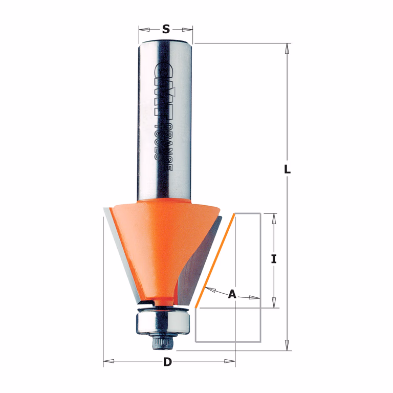 Afkantfrees met kogellager, HW D=38,5mm L=71mm I=22mm A=30° · 957.501.11