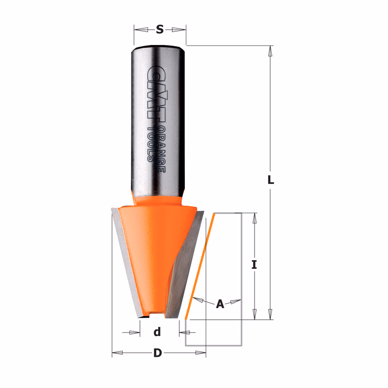 Schuine frees 15° zonder Delrin kogellager, HW D=23mm S=1/2"