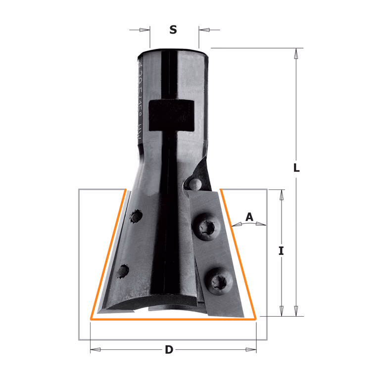 Zwaluwstaartfrees, HWM D=39,5mm L=65,5mm I=31,5mm A=15°