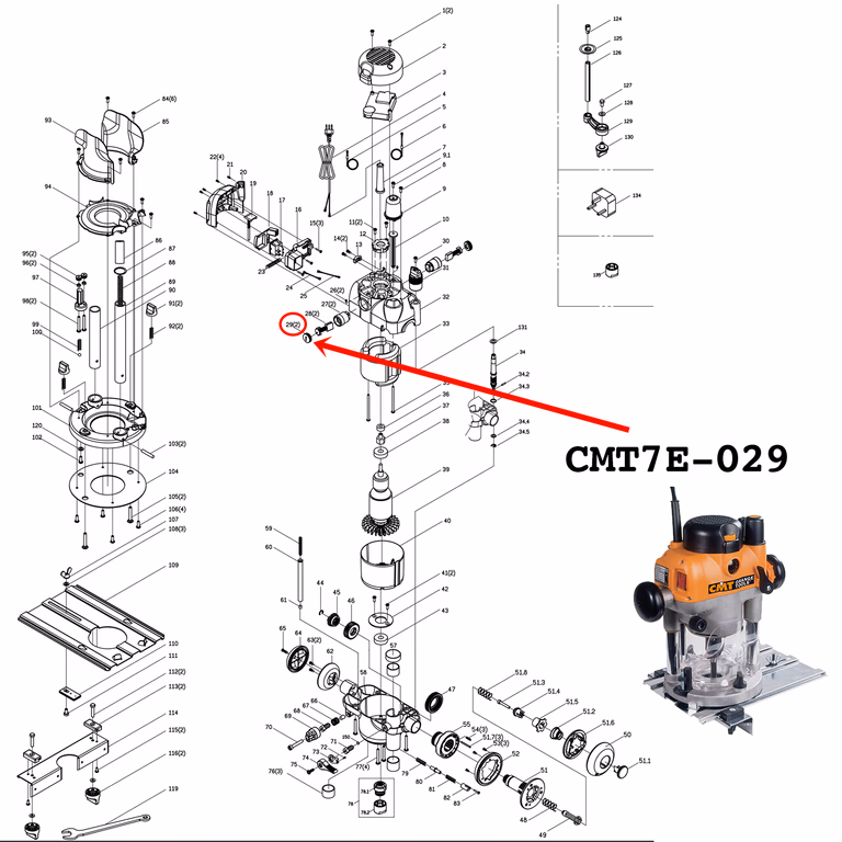 Dopschroef voor koolborstel · CMT7E-029