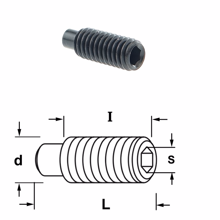 Inbusbout met positie vlak S=2,5mm L=16mm I=13mm d=M5