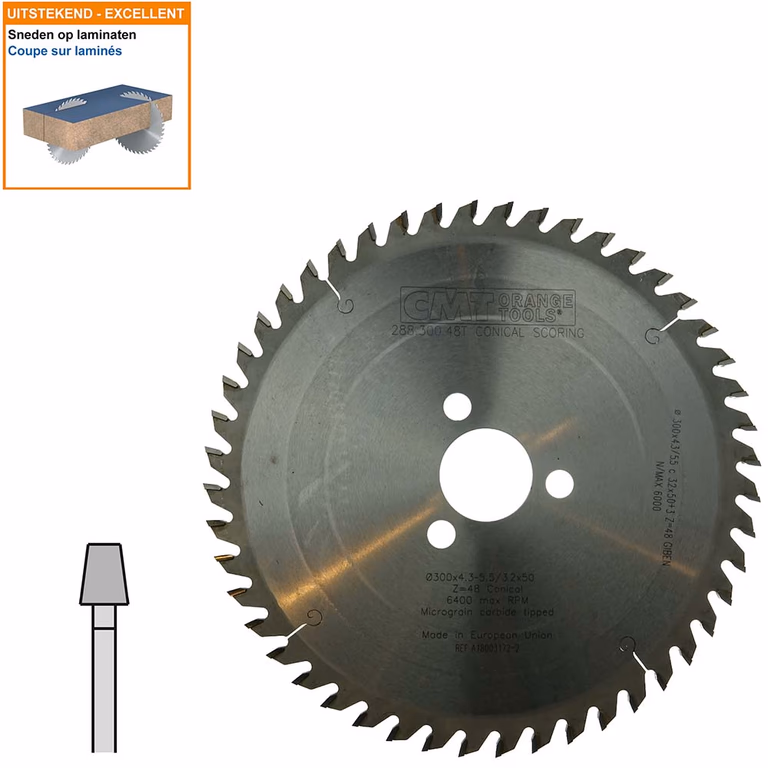Conische voorritszaag met hardmetalen tanden D=300mm B=50mm P=3,2mm Z48