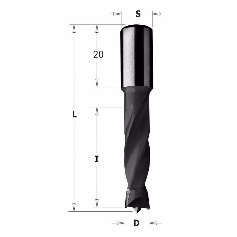 Drevelboor, rechts D=4mm L=57,5mm L1=20mm I=26mm