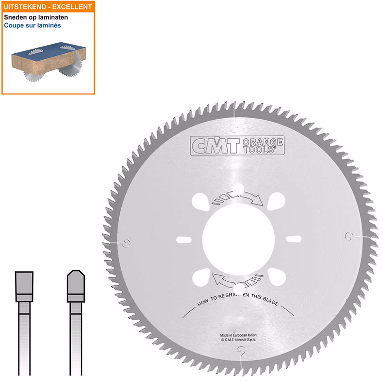 Opdeelcirkelzaagblad met hardmetalen tanden D=350mm B=80mm K=4,4mm Z72