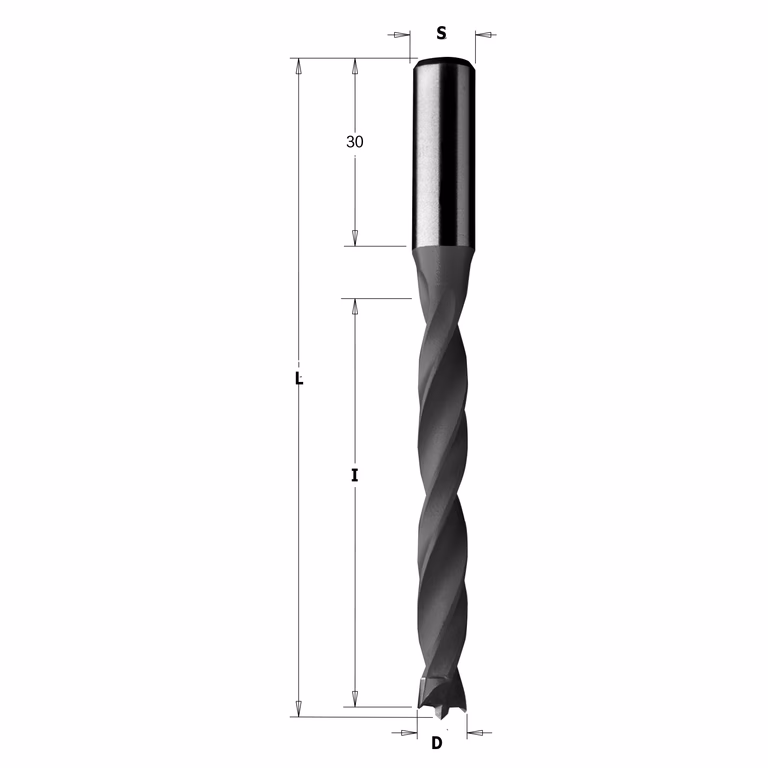 Drevelboor, rechts D=6mm L=105mm L1=30mm I=65mm