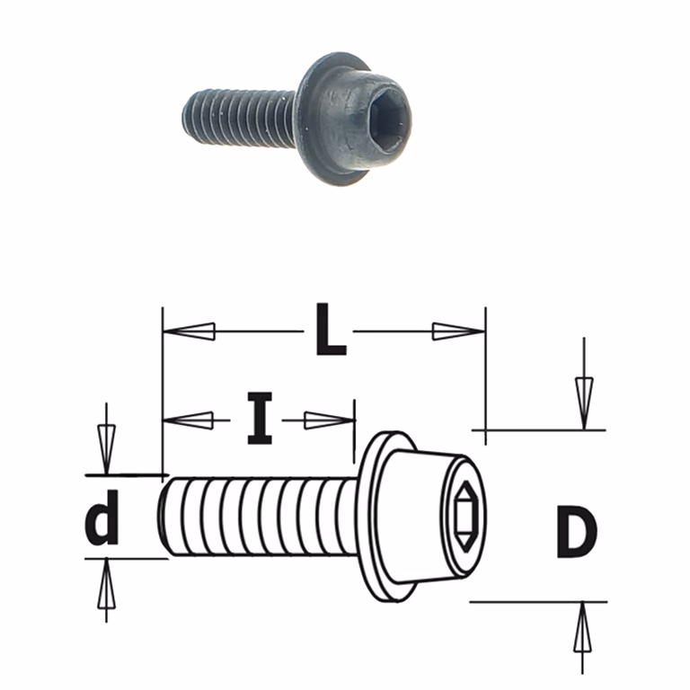 Inbusbout met ronde kop + vast rondel · 990.057.00